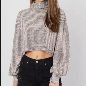 Free People BK Thermal Turtleneck Crop Sweater Top